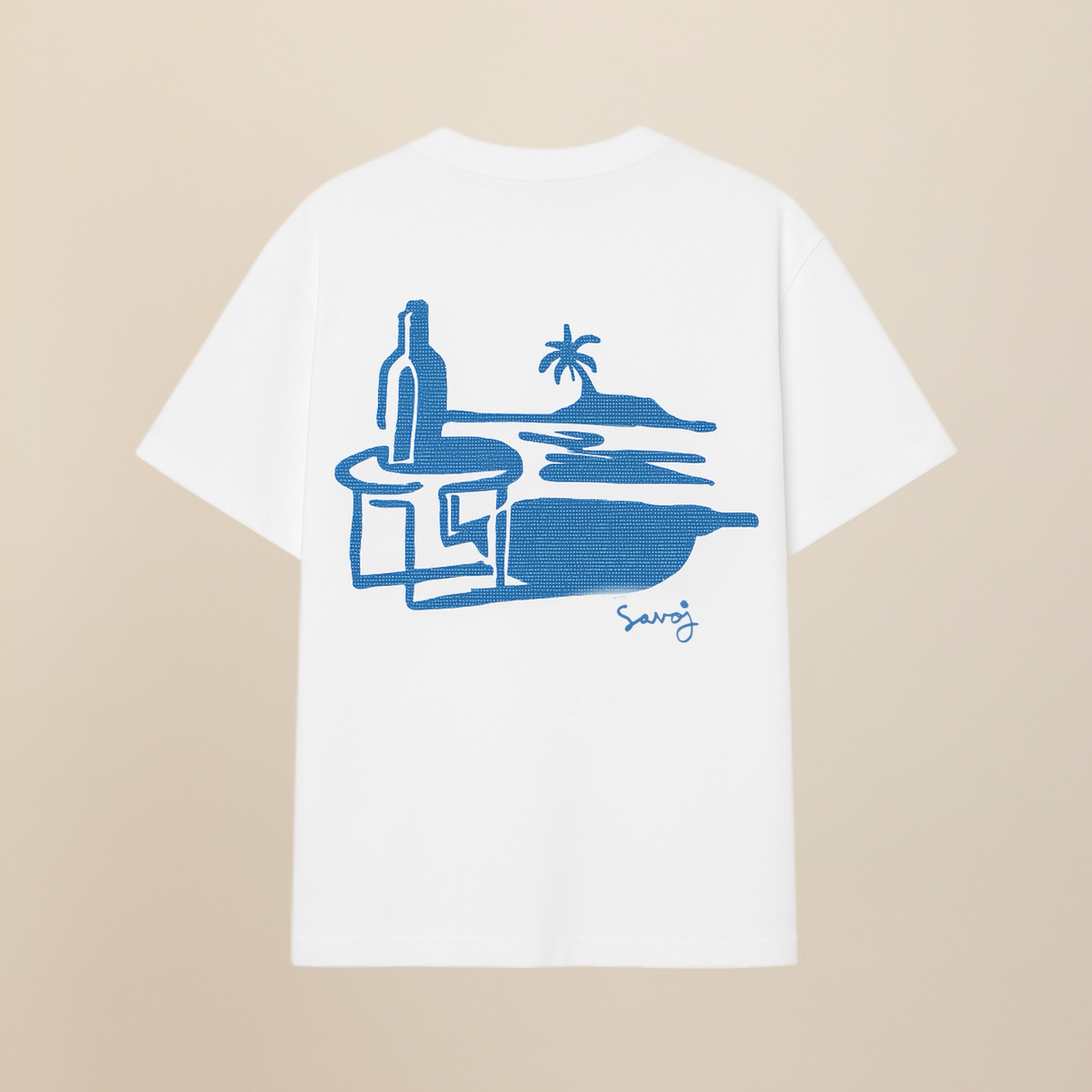 Savoj Pizzeria Oversized Tee Back View – Unisex Crisp White Print