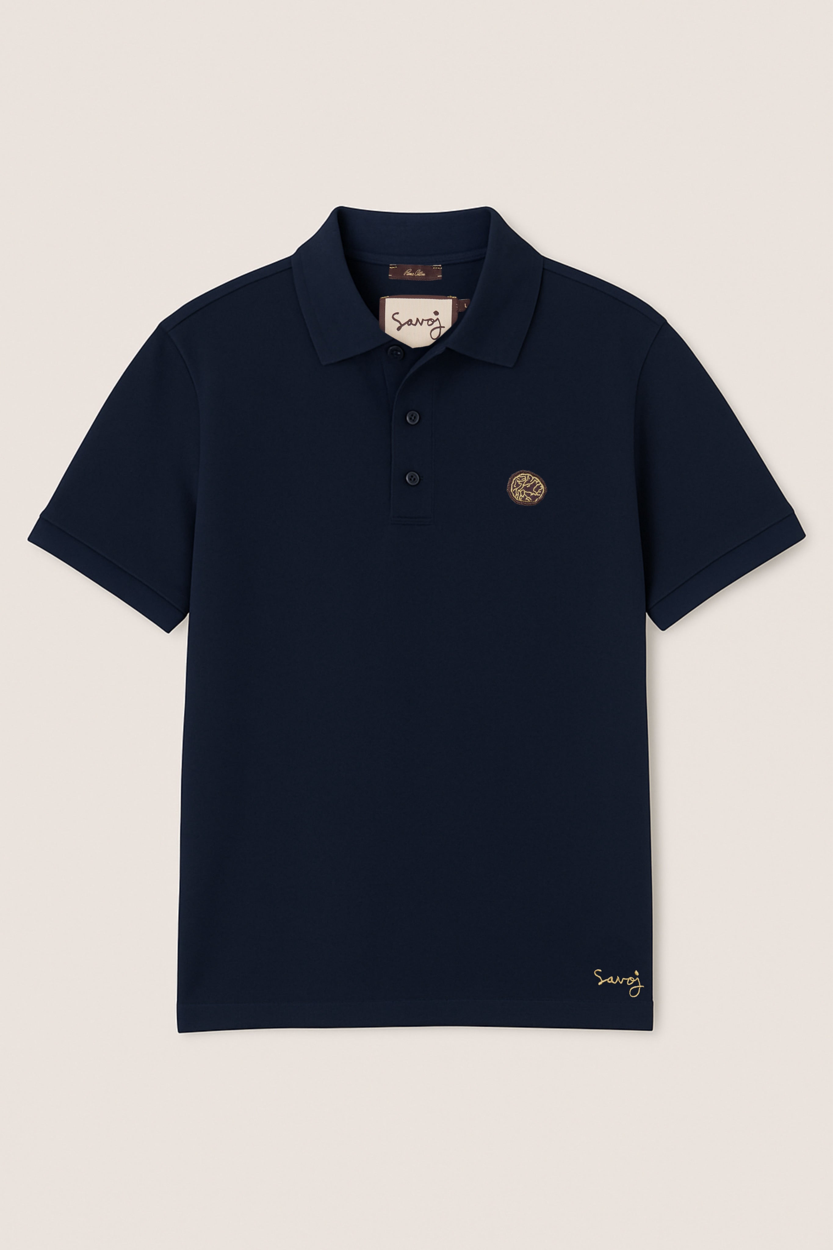 Unisex Savoj Pima Cotton Polo – Front View in Deep Navy