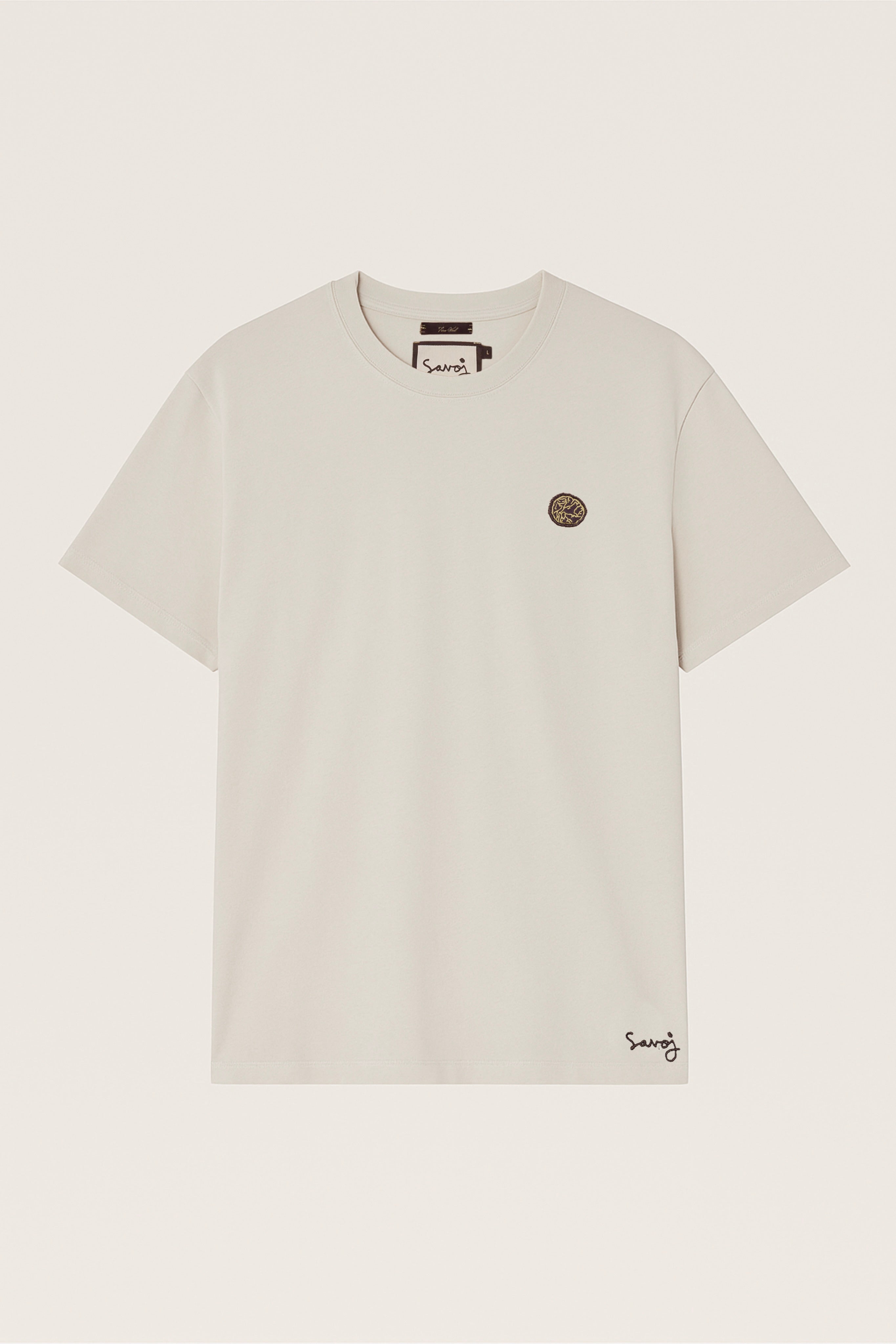 Unisex Savoj Egyptian Cotton Tee – Front View in Oatmilk White